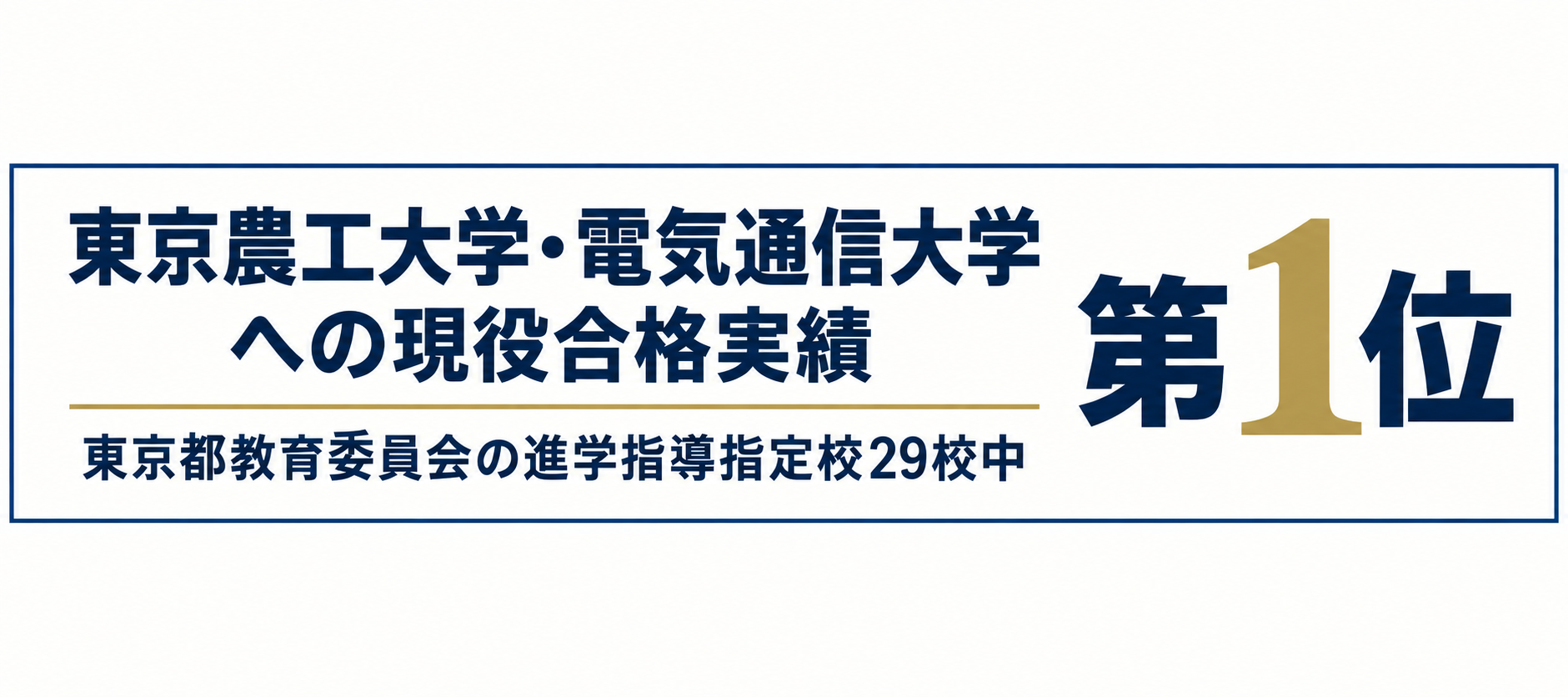 東京農工大学・電気通信大学への現役合格実績が、東京都教育委員会の進学指導指定校29校中で第1位 